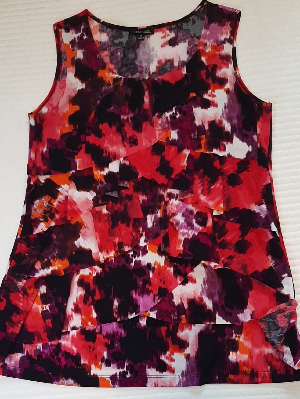 Notations Women's M Sleeveless Abstract Ruffle Tank Top With Abstract Print